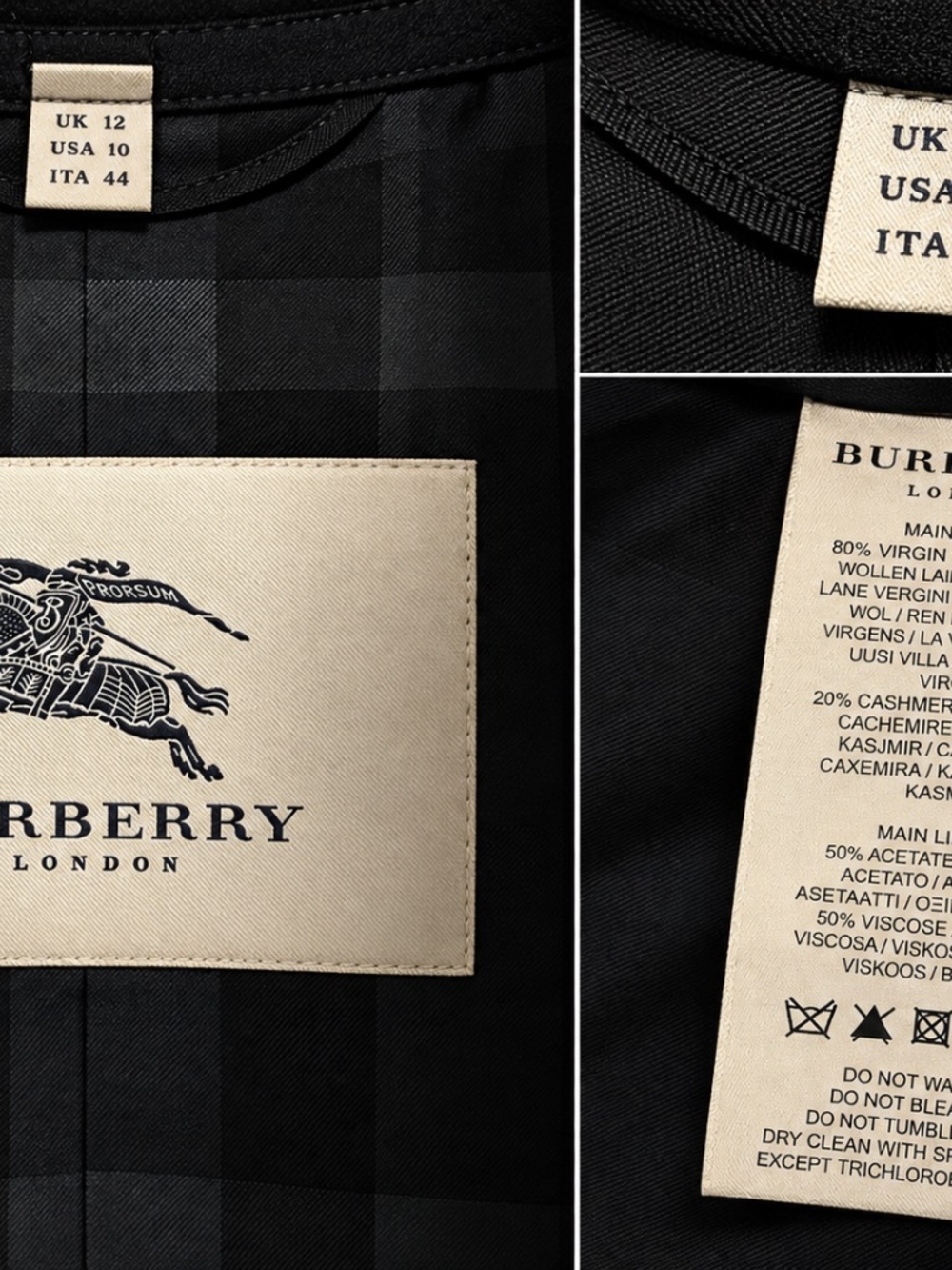 BURBERRY London Black Wool Cashmere Tailored Coat US 10 - Picture 5 of 10